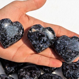 Indigo Gabbro Merlinite Puffy Hearts: Energetic Protection Stone (1 Kilogram)