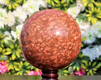 215MM Brown Poppy Jasper Sphere: Metaphysical Stone Decor