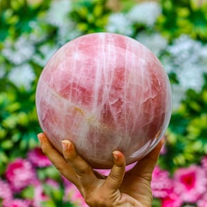 7&quot; Rose Quartz For Healing and nurturing the inner self , For a refreshed attitude , Protection Crystal , Health Goals Stone Made Sphere