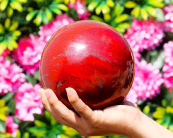 6" Natural Red Jasper Minerals Aura Meditation Spirit Power Reiki Chakra Stone Hand Made Sphere Ball 145mm + Free (100grams Tumbled)