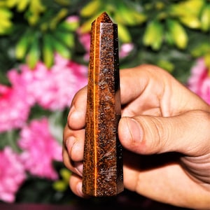 Mini 100MM Tiger Eye Mineral Specimen , Home Decoration , Energy Balancing , Crystal Decor , Health Goals Stone Made 8 Sided Tower Point