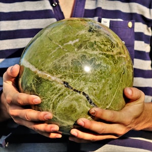 9-Inch Green Vesuvianite Sphere: Chakra Balancing Crystal Stone
