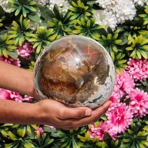7&quot; Moss Agate Sphere: Natural Healing Stone, Energy Balancing