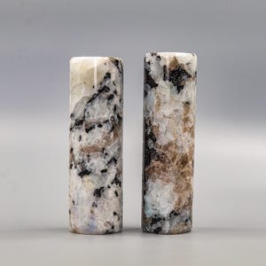Rainbow Moonstone Harmonizer Set (2pc): Energy Balancing Crystal Decor