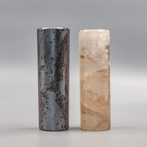 Crystal Quartz & Hematite Harmonizer Set: Energy Balancing Mineral Decor