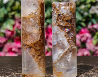 4&quot; Fire Quartz For Manifesting Wealth & Abundance , Amplifying Energy , Energetic Protection , For Cleansing Stone Harmonizer Set(2pc)
