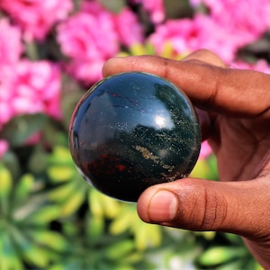 60MM Green Bloodstone Sphere: Energy Clearing, Intuition, Protection