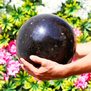Black Coppernite Sphere: 23CM Crystal Ball, Energy Balancing Decor