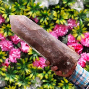 12 "Smoky Quartz Für die Heilung und Pflege des inneren Selbst, für eine erfrischte Einstellung, Crystal Decor Stone Made 8 Sided Tower Point
