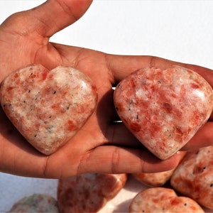 Orange Sunstone Puffy Hearts: Energy Stone, Manifesting Wealth - 1 Kilogram Lot