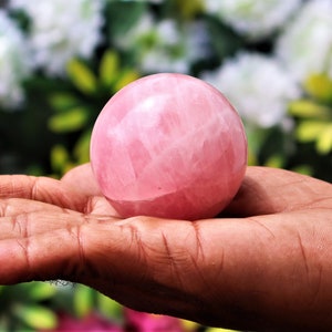 50MM Rose Quartz For Manifesting Wealth ,Heals the Healer ,Energy Balancing ,Brilliant Crystal ,Mineral Specimen Stone Hand Made Sphere Ball