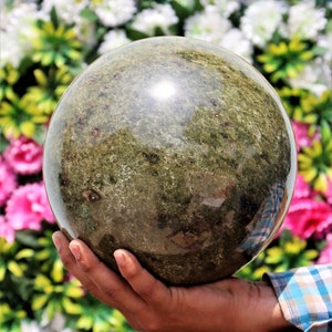 Green Vesuvianite Sphere Ball: 8&quot; Chakra Healing Stone