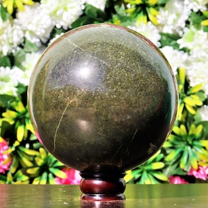 7&quot; Green Vesuvianite Sphere: Chakra Stone + Tumbled Stones
