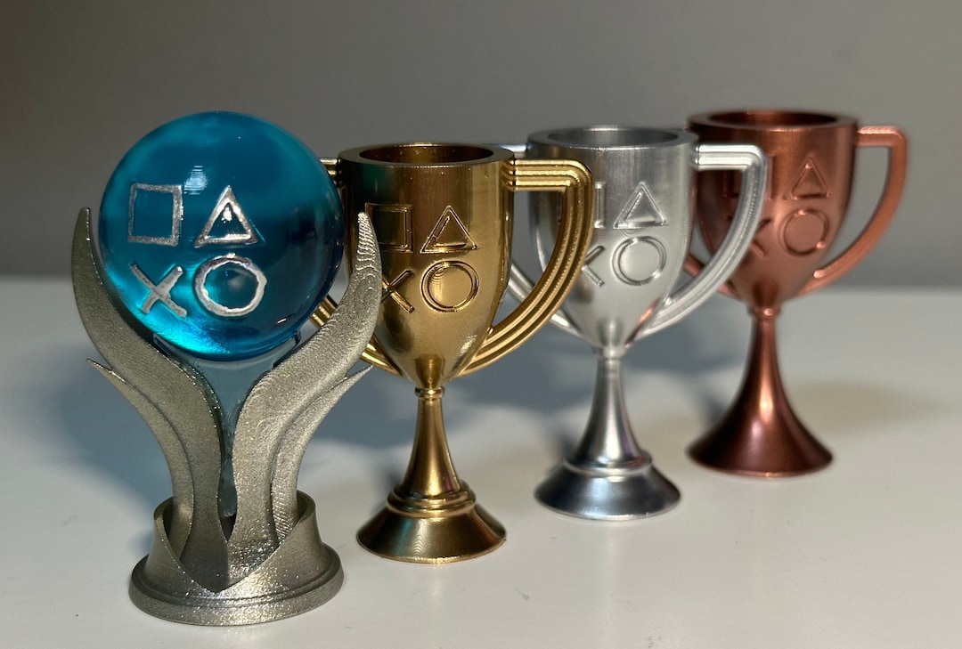 Mini PS5 Playstation 5 Trophies Gold Silver Bronze Platinum Trophies Resin  3D Printed and Hand Painted Ideal Gaming Gift 