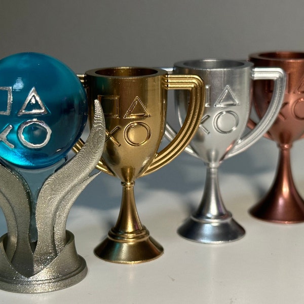 Mini PS5 - PlayStation 5 Trophies, Gold, Silver, Bronze, Platinum Trophies - Resin 3D Printed and Hand Painted - Ideal Gaming Gift!