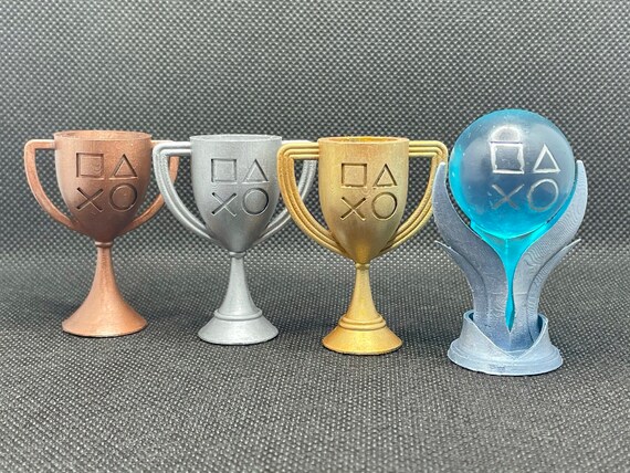 Mini PS5 - PlayStation 5 Trophies, Gold, Silver, Bronze, Platinum Trophies - Resin 3D Printed and Hand Painted - Ideal Gaming Gift!