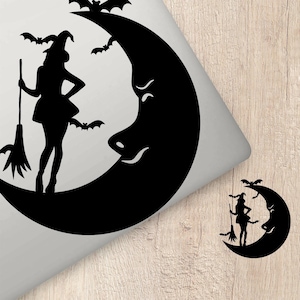 Good witch sticker | witch on moon | witch with bats | witch with broomstick | sexy witches | halloween gifts | waterproof car vinyl decals