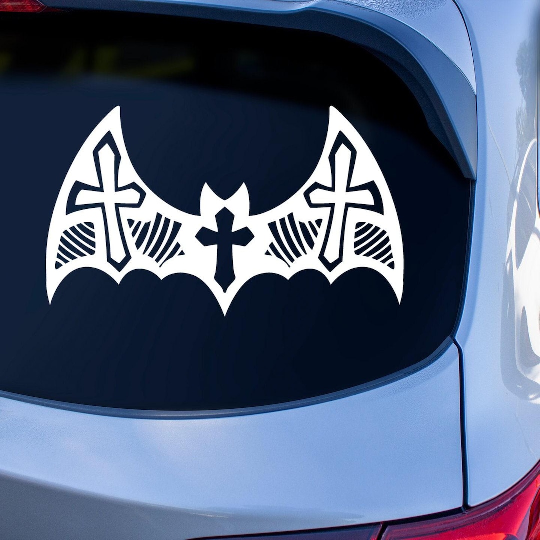 Bat Sticker | Pagan Stickers for Car | With Crosses | Bat Silhouette ...