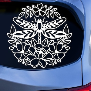 Dragonfly sticker | celestial stickers for cars | floral dragonfly | spiritual visit | i love dragonflies | waterproof vinyl car decals