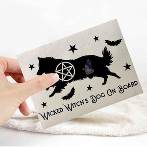Adesivo Rough Collie / adesivi per paraurti auto pagani / cane strega malvagia a bordo / cane spettrale / cane goth / regalo di Halloween / impermeabile