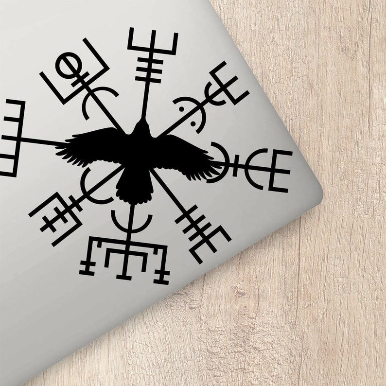 Viking Raven Compass Sticker | Crow Sticker | Vegvisir Wayfinder ...