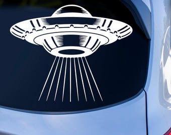 UFO ステッカー | 車用宇宙ステッカー | 宇宙 | 地球外 | エイリアンによる誘拐 | 空飛ぶ円盤 | SF デカール 車用ビニール デカール