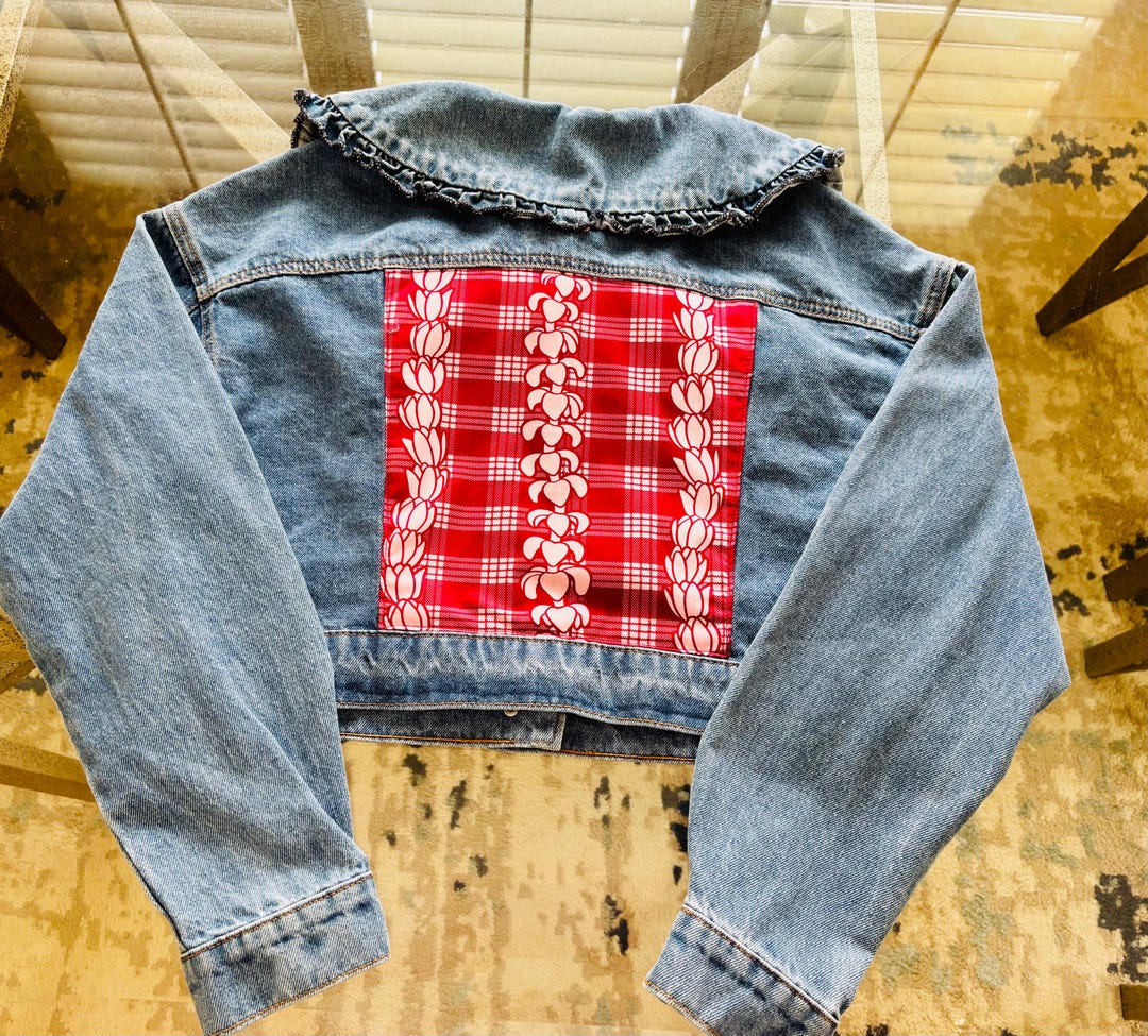 Palaka in Red With Lei Print Blue Jeans Long Sleeve Jacket M - Etsy