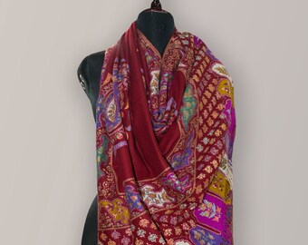 Authentic Kashmiri Shawl, Handwoven Pure Pashmina Shawl, Elegant Wrap,Pure Cashmere Wrap Exquisite Shawls, Special Gifts, SIZE 40x80