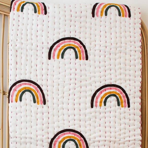 Rainbow Baby and Single bed Kantha Quilt