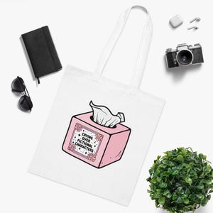 Book Lover Cotton Tote Bag, Crying over Fictional Characters, Literary Tote, Library Bag, Gift for Readers, Bookworm Bookish Tote