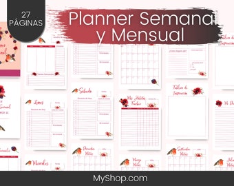 Spanish Weekly Planner | Printable Planner | Weekly Planner | Undated Planner | Monthly Planner