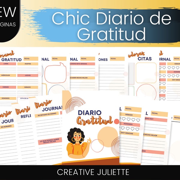 Diary Gratitude Spanish | Thank You Journal | Daily Reflection Planner | Self Care Planner | Printable Gratitude Journal