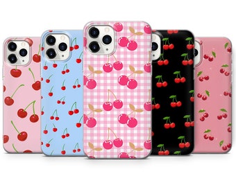 CHERRY iPhone case vintage fruits thin silicone gel phone case cover fits iPhone 15 14 13 6 7 8 10 11 12 Pro Max Mini SE models