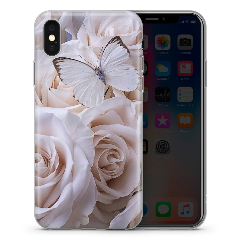 ROSE iPhone Case flower floral vintage white silicone phone case cover fits iPhone 14 15 13 6 7 8 10 11 12 Pro Max Mini SE models Number 2