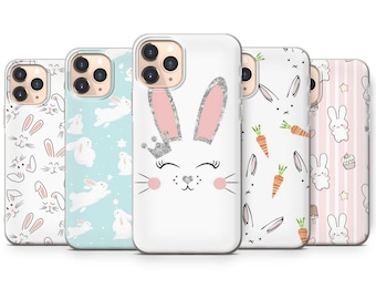 Easter bunny iPhone Case animal rabbit flowers carrot thin phone case cover silicone fits iPhone 15 14 13 7 8 10 11 12 Pro Max Mini SE