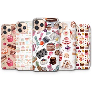 Cake Donut iPhone Case sweets Eclair Cupcake silicone thin phone case cover fits iPhone 16 15 14 13 5 6 7 8 10 11 12 Pro Max Mini SE models