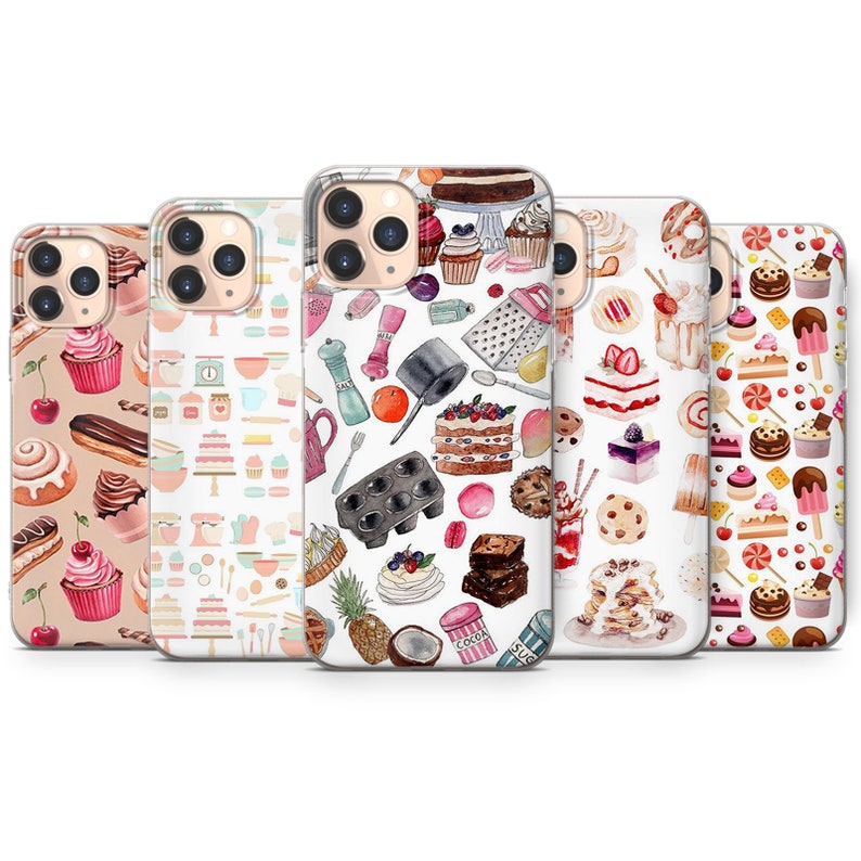 Cake Donut iPhone Case sweets Eclair Cupcake silicone thin phone case cover fits iPhone 13 5 6 7 8 10 11 12 Pro Max Mini SE models 