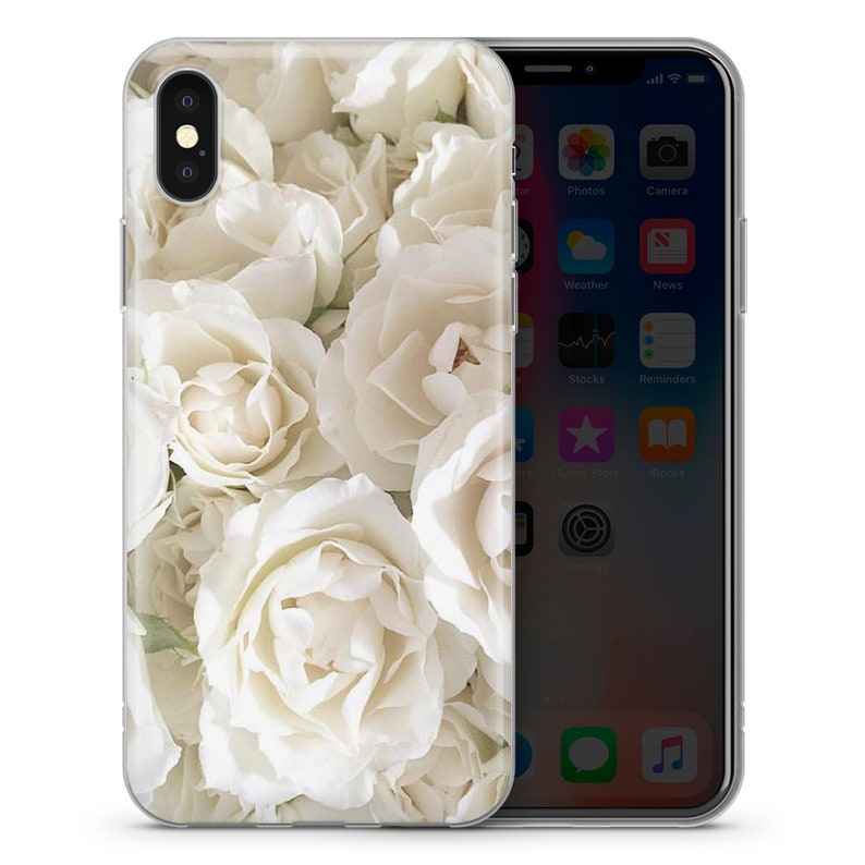 ROSE iPhone Case flower floral vintage white silicone phone case cover fits iPhone 14 15 13 6 7 8 10 11 12 Pro Max Mini SE models Number 4