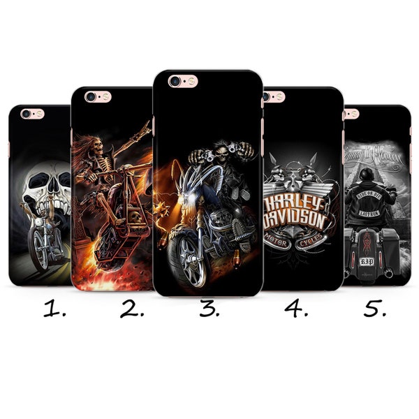 BIKE iPhone Case Skulls Skelett Flammen Chopper Ride Silikon Handyhülle passend für iPhone 15 14 13 6 7 8 10 11 12 Pro Max Mini SE Modelle