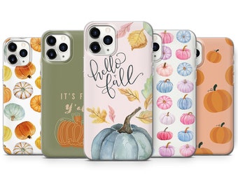 Autumn iPhone case Watercolor Fall Pumpkin Silicone Cover fits iPhone 15 14 13 6 7 8 10 11 12 Pro Max Mini SE models