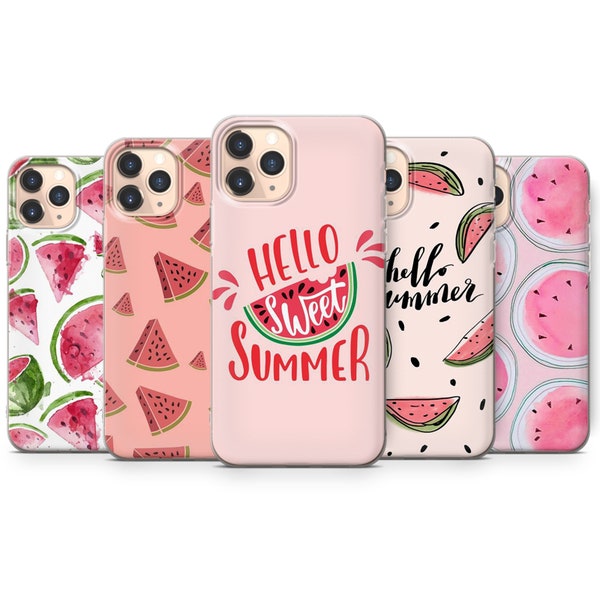 WATERMELON tropical juicy fruit cute pink thin silicone phone case cover fits iPhone 6 7 8 10 11 12 13 14 15 Pro Max Mini SE models