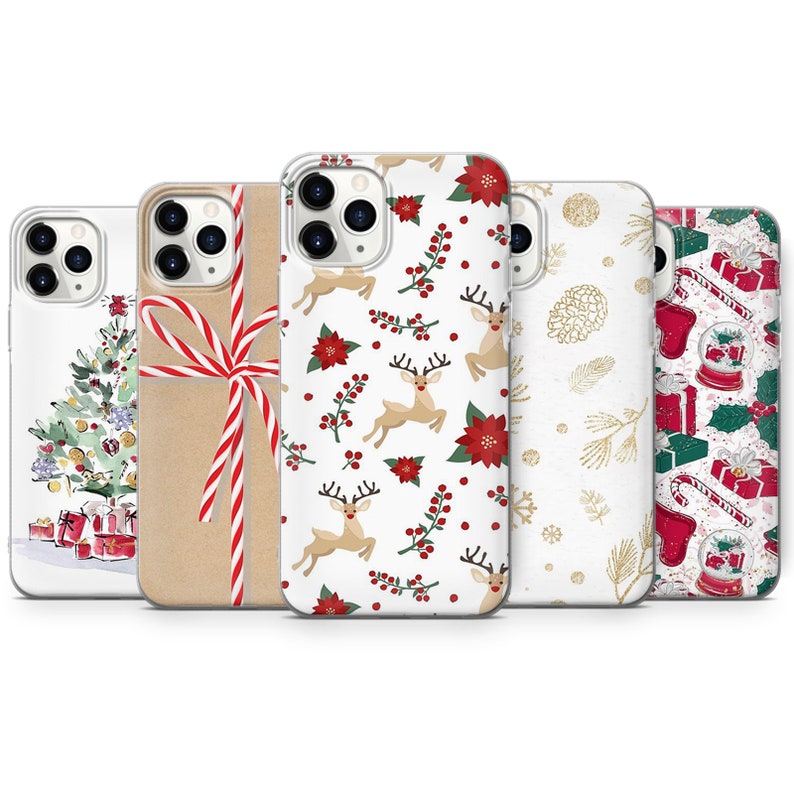 CHRISTMAS iPhone Case gift wrap paper winter festive thin silicone gel phone case cover fits iPhone 6 7 8 10 11 12 Pro Max Mini SE models 