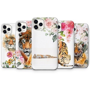 TIGER baby ANIMAL painted in watercolor floral thin silicone Phone case cover fits all iPhone 16 13 7 8 10 11 12 14 15 Pro Max Mini SE