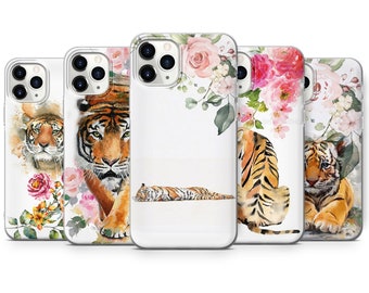 TIGER baby ANIMAL 2022 peint en aquarelle florale fine silicone Phone case cover s’adapte à tous les iPhone 13 7 8 10 11 12 14 15 Pro Max Mini SE