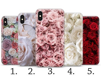 ROSE iPhone Case fleur florale vintage blanc silicone housse de téléphone s’adapte aux modèles iPhone 14 15 13 6 7 8 10 11 12 Pro Max Mini SE