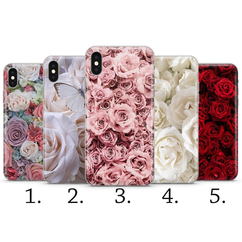 ROSE iPhone Case flower floral vintage white silicone phone case cover fits iPhone 14 15 13 6 7 8 10 11 12 Pro Max Mini SE models image 1