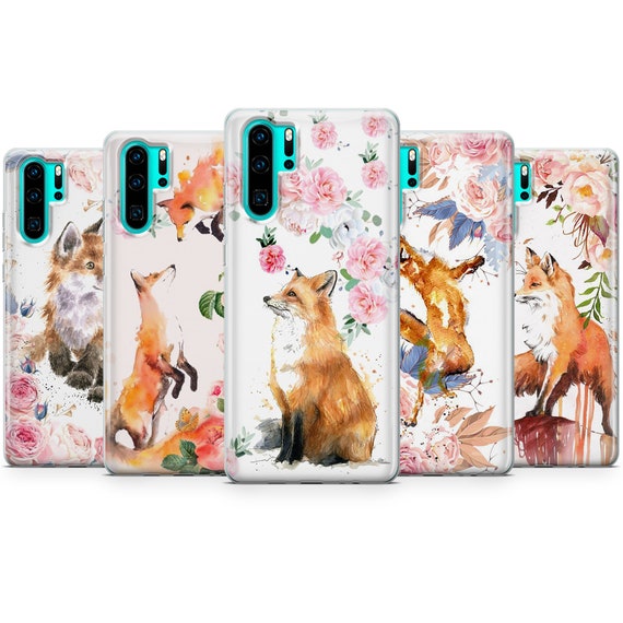 Aquarell Fuchs Handyhülle Für Huawei P30 – Transparente TPU Schutzhülle Mit Individuellem Druck – Made In Germany