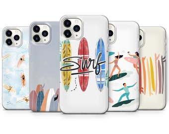 SURFING BEACH iPhone Case surf surfers summer silicone thin phone case cover fits iPhone 15 14 13 6 7 8 10 11 12 Pro Max Mini SE2020 models