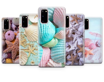 SEASHELL tropical sea ocean beach seashell pastel silicone phone case cover fits Samsung 20 22 21 Ultra 5G 6 7 0 9 Note Plus S J A