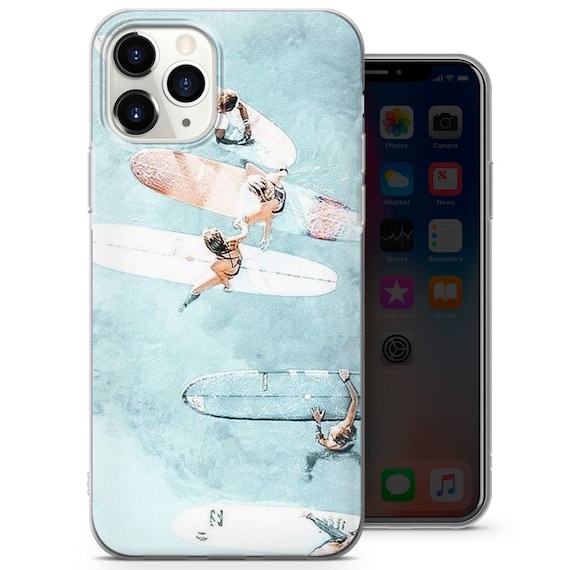 SUMMER BEACH Surfing Palm Trees Silicone Phone Case Cover